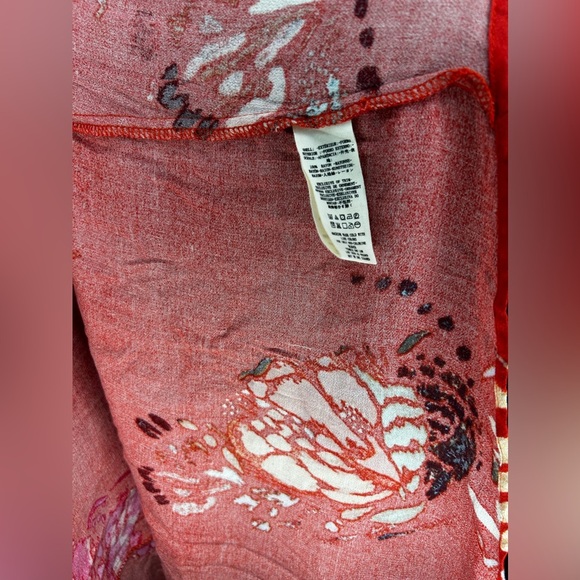 Women’s Free People Red Floral Rayon Flow Designer Long Sleeve Dress Size Large - Picture 4 of 4